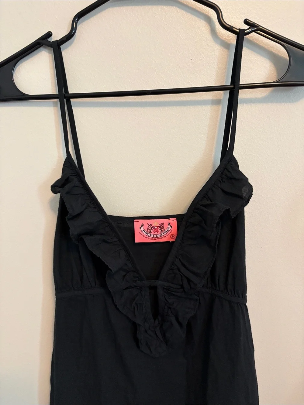 Juicy Couture Black V-Neck Slip Dress/coverup with Pink Logo Tag
